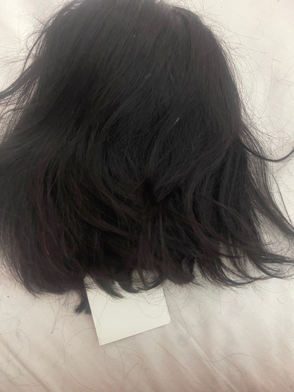 Jet black 12 inches half wig  human hair